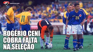 Rogério Ceni batendo falta pela Seleção Brasileira