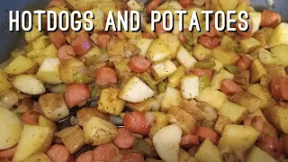 Hot Dogs and Potatoes - easy and cheap one skillet meal!