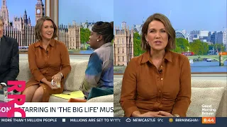 Susanna Reid @seated in button front dress