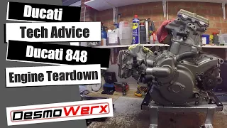 Ducati 848 Engine Strip / Teardown - Vertical Head Damage