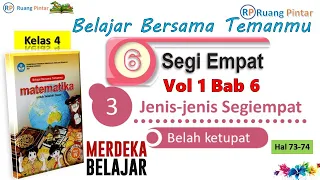 Jenis-jenis Segiempat Belahketupat Vol 1 Bab 6 Hal 73-74 Matematika Kelas 4 SD Kurikulum Merdeka