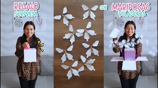 CAJA SORPRESA CON MARIPOSAS VOLADORAS🎁🦋+Moldes Gratis | Divas Creativas