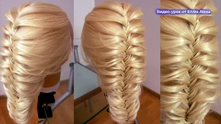 Красивая коса. Техника Рыбий хвост, объёмные подхваты. Видео-урок. Hair-tutorial.