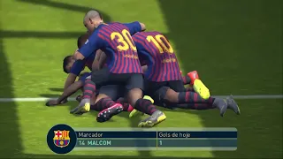 PES MOBILE 2019 -  Partida Online - Atuação incrível de MESSI e MALCOM - Barcelona