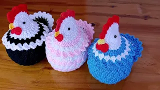 Gallina  a crochet FACIL y sencillo paso a paso en español . Gallina tejida a crochet.