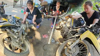Repair and restoration of badly damaged motorcycles, fix old to new/blacksmith girl