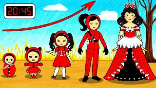 Oh! Squid Game Doll Growing Up 🕘 - Poor Squid Game VS Good Stepmother | DIY Paper Dolls & Cartoon