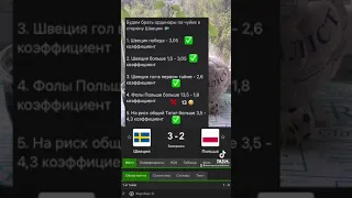 Швеция 3-2 Польша.4/5 заходы прогнозов!!! (хотя на самом деле 5/5. поставили не фолы,а удары Польши)