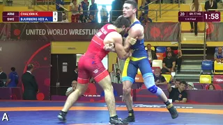 1/4 GR - 77 kg: K. CHALYAN (ARM) v. A. BJURBERG KES (SWE)