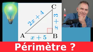 Périmètre de ce triangle ? Pythagore + Équation x²=a ♦ Difficile ♦ Brevet Collège Troisième ♕