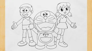 Doraemon with his friends drawing