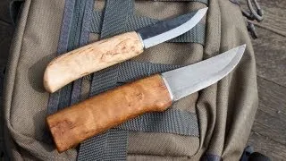 Two Finnish Puukko Knives by Heimo Roselli: Carpenter Knife and UHC Hunting Knife