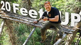 Bear Safe Tree Fort In Grizzly Territory Day 20 of 30 Day Survival Challenge Canadian Rockies