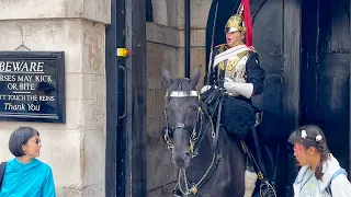 King’s Guard Shouts at Silly Tourist Using Horse Box as Umbrella