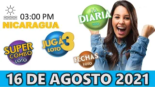 Sorteo 03 pm Loto NICARAGUA, La Diaria, jugá 3, Súper Combo, Fechas, lunes 16 de agosto 2021 |✅🥇🔥💰