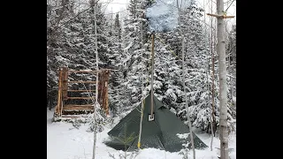 The cabin continues and 1st solo winter camp.