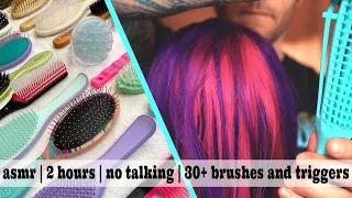 ASMR | 2 Hours | 30+ Hair Brushes and Triggers | No Talking