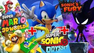 Super Mario 3D World + Super Sonic Odyssey + Sonic's Fury - Full Game Walkthrough (HD)