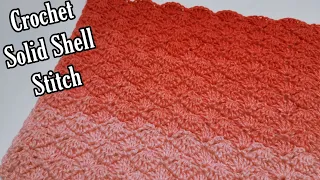 Easy Crochet Stitch Tutorial For Crochet Blankets or Scarfs / Crochet Solid Shell Stitch