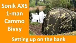 #SONIK #AXS 1-man #camouflage #Bivvy - Setting it up on the Bank