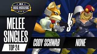 Cody Schwab (Fox) vs n0ne (Captain Falcon) - Melee Singles Top 8 Qualifier - The Big House 11
