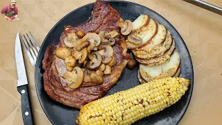 Complete Rib eye meal #Alaska #Utilikilt #weber #steak