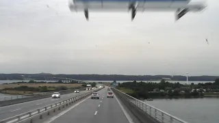 Passing on the Bridge between Sweden and Denmark by bus