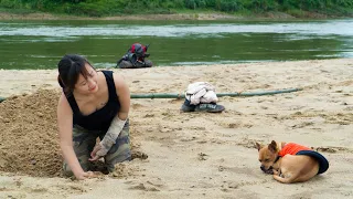 Camping alone - Injury and forearm cast - Relaxing by the river/ Wild Beauty