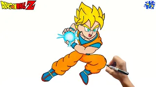 Goku Kamehameha Drawing || How to Draw Goku Kamehameha Step by Step