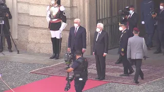 Milano, il saluto a distanza tra Mattarella e Steinmeier:  "Vorrei abbracciarti ma non si può"