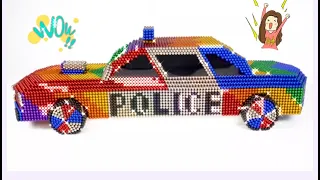 DIY - Building a ultimate rainbow police car using magnetic balls satisfying