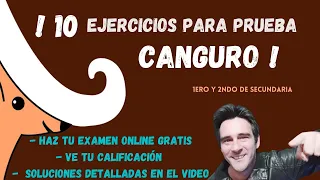 10 Ejercicios para CANGURO matemático 2021!  1ero/2ndo Secundaria. Examen prueba gratis y soluciones