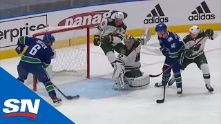 Canucks’ Brock Boeser In Right Spot To Score His First NHL Playoff Goal