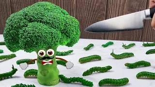 Make Healthy Smoothie From Vegetables And Worms | ASMR Funny Video Doodland Stop Motion Cooking