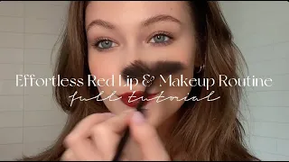 Effortless Red Lip & Makeup Routine | full tutorial