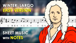 Largo from Winter | Sheet Music with Easy Notes for Recorder, Violin Beginners Tutorial | A. Vivaldi