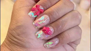 Poly Gel &  Flakes ✨ Design | 3D Nails Design With Poly Gel and Decorations