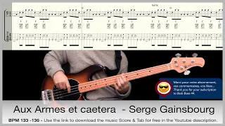 Aux Armes et caetera - Serge Gainsbourg - Bass guitar cover - With Tab and Score music for free