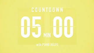 5 Minutes Countdown Timer Flip Clock / + Piano Beeps 🎹