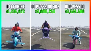 GTA 5 Online - Deathbike Vs Oppressor Mk2 Vs Oppressor! ($1,235,872 Vs $3,890,250 Vs $3,524,500)