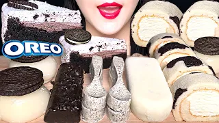 ASMR OREO ICE CREAM, OREO CAKE, EDIBLE SPOON CHOCOLATE, RICE CAKE MUKBANG 오레오 디저트 먹방 EATING SOUNDS