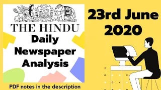 The Hindu Newspaper Analysis 23 June 2020 | UPSC CURRENT AFFAIRS |