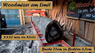 Riesige Buche 75cm auf der Woodmizer LT15 zu schönen Bohlen sägen #woodmizer #sawmill