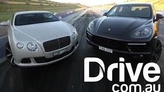 Bentley Continental GT Speed v Porsche Cayenne Turbo S | Drag Race | Drive.com.au