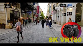 ERMOU STEEET walk down the major shopping street from SYNTAGMA SQUARE ATHENS GREECE 8K 4K VR180 3D