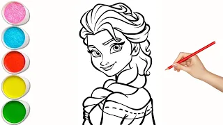 How to Draw and Coloring Elsa From Frozen Movies Step by step | Drawing Elsa Frozen for Beginners