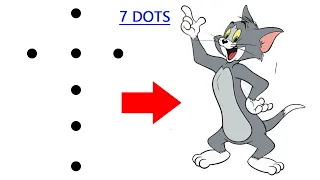 Turn 7 dots into Tom and Jerry drawing - How to draw Tom from Tom and Jerry drawing outline easy