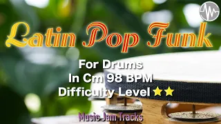 Latin Pop Funk Jam for【Drums】C Minor BPM98 | No Drums Backing Track