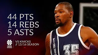 Kevin Durant 44 pts 14 rebs 5 asts vs Knicks 15/16 season