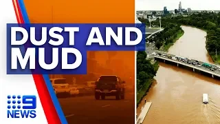 Dust, rain leave Melbourne a muddy mess | Nine News Australia